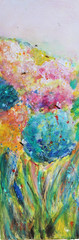 Hydrangea Dreams Original Floral Painting 12×36 Colorful Garden Canvas Art