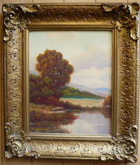 AUGUSTUS SPENCER, LISTED BRITISH COLLECTIBLE OIL LANDSCAPE IMPRESSIONISM ANTIQUE