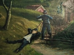 Antique Oil Painting – Military Surveyors – 1877 – Sweden