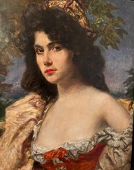 Gypsy Girl /Old Oil on Wood/19th-20th century/Sign; C.Melnik 28.5″x 32.5″ Framed