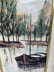 Mid Century Modern vintage Carlo of Hollywood Pair of Framed Paintings