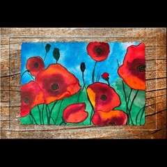 Red Poppy Flower Wall Art Original Watercolor Painting Small Floral Decor 5×8