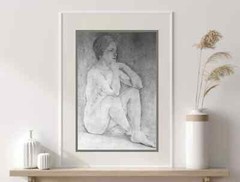 1990s VTG ORIGINAL Female Figurative Portrait Graphite Pencil Drawing Sketch art