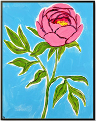 Pink Peony Original Acrylic Painting Expressive Floral Art 11×14 Sienna Gold