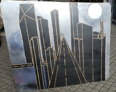 “Dremel City” Carved On Wood Painting