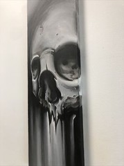 Skull black and white original painting tattoo art graffiti art outsider art