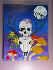 OOAK 16×20 Canvas Abstract skulls and life signed by KookeyartzLLC