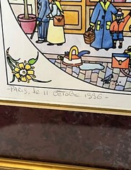 volailler fleuriste Paris 1996 set of 2 water color painting Restaurant decor