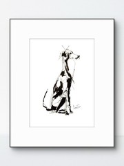 SAMATOWIC Original Abstract Dog 9×12 Paper Ink Sketch Signed Fine Art 28