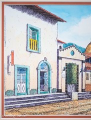 Lovely Vintage Painting of Puerto Vallarta Cityscape Illegibly Signed 16.5×20.5″