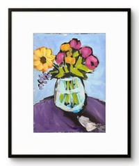 Colorful Floral Still Life Original Painting Signed 10×15 Bouquet Wall Art