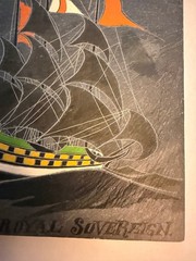 HAND PAINTED SLATE HMS ROYAL SOVEREIGN SAILING SHIP AD 1637 9″x6.5″ NAUTICAL UK