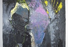Vintage Mid-Century Modern Abstract Oil Painting Impasto on Plywood
