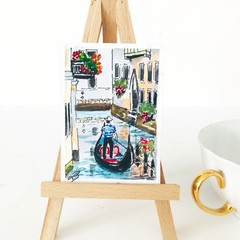 Venice ACEO Original Watercolor Painting – Gondola Art, Miniature Venice Canal