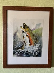 Brook trout Fly Fishing Watercolor Print Art Signed Artiist FLY FISHING