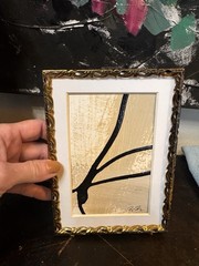 5×7 Ornate VTG gold frame featuring an Asian-inspired abstract Acrylic Painting