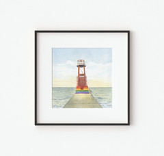 Gay Pride Art – Chicago Hollywood Beach Rainbow Port Light, Square 8×8″