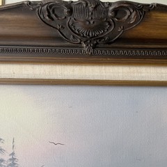 Original oil painting On Canvas Landscape Barn Ornate Frame Signed R.Hilton