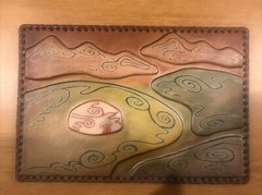 KAZAKH HANDMADE LEATHER PAINTING TRAVEL MEMORABILIA ART WALL DECOR