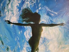 Realistic painting. Original „Suspension of the Soul“. Oil on canvas. 55×55 in