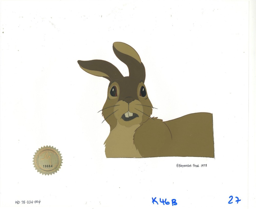 Watership Down 1978 Production Animation Cel Blackberry LJE Seal and COA 034-004