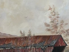 Covered Wood Bridge NH Orig. Oil Painting by Charles Chamberlain Listed Artist
