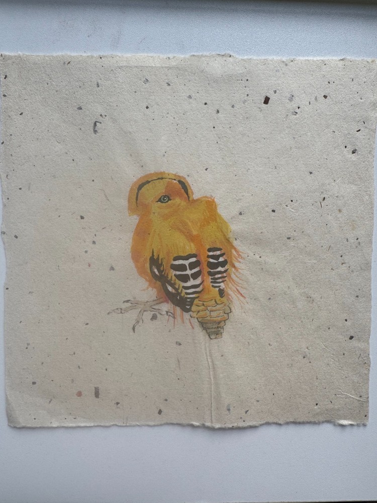 Vintage Watercolor Painting Gold Finch John Matassa OOAK 8 x 8