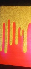 Glow N Dark Glitter Drip Painting Orange Pink Shift With Yellow Glow Glitter