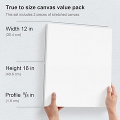 Art Studio Canvas Set of 2, 12×16 Inches for Painting and Illustrating