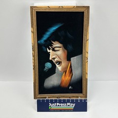 Vintage Elvis Framed Velvet Wood Wall Painting 13.5″ x 22″ Read Condition