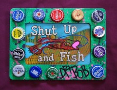 SHUT UP AND FISH Classic New Orleans Louisiana Outsider Folk Art by DR. BOB