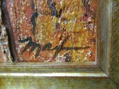 LARGE VINTAGE PAINTING PORTRAIT MODERNIST FRENCH FRANCE URBAN STREET SCENE