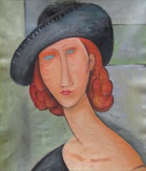 Amedeo Modigliani Jeanne Hebuterne Repro, Hand Painted Oil Painting 20x24in