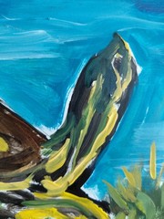 MONA VIVAR Original 11×14 Colorful Turtle Swamp Impressionism Art Painting