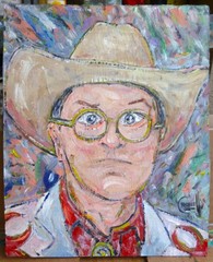 HOWDY HOWARD 8×10 Funny face oil painting Card Panel original art signed Crowell