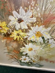 Original signed Lee Reynolds Oil On Canvas Painting 41×41” With Frame 1960s