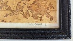 Original Painting of Rhino in Yellow Print 1/1 by W. Evans 1972 with Frame