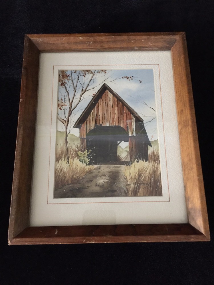 Bettie Jones Original Watercolor Landscape, Framed, 5 1/2″ x 7 1/2″ (Image)