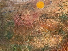 „Tropical Island“ Oil Painting on Cardboard-Outsider Art-Paul Nickel (Welsh)