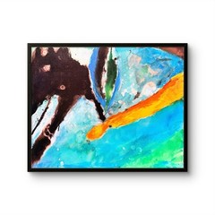 OOAK turquoise ocean aqua blue abstract 20”x16” acrylic on canvas impressionist