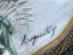 Antique 19th Century Miniature Portrait of a Lady w/ Bronze Frame, Signed