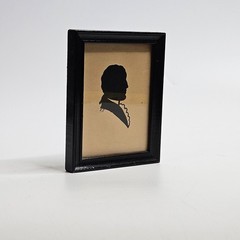 Antique Early American Folk Art Hollow-Cut Silhouette Portrait 19th C Man Signed