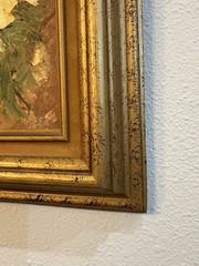 Vtg Yellow Flowers Green Leaves & Orange Oil Painting By Maeen 16×10”