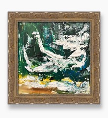 Iceland Reynisfjara Storm Wave Framed Art Textured Abstract Moody Ocean Painting