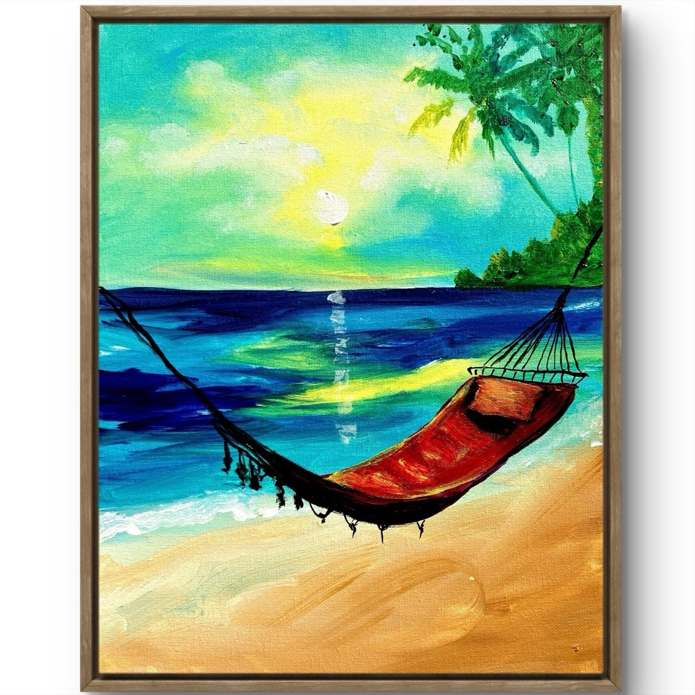 TITA PAINTZ Hammock Beach Art Coastal Abstract 11×14 Canvas Wall Art