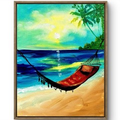 TITA PAINTZ Hammock Beach Art Coastal Abstract 11×14 Canvas Wall Art