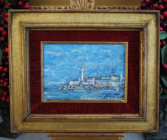 VTG SIGNED FRAMED OIL EL MORRO CASTLE & OLD HAVANA BAY, CUBA ARTIST: HECTO VIDAL