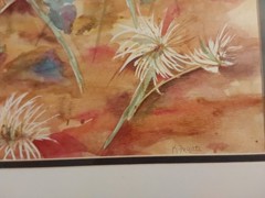 Oriental Mums Watercolor Painting Original Signed by Artist Framed 19.5″ X 15.5″
