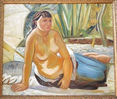 Oil Painting Copy on Canvas Portrait of a Sitting Woman by M. Barraud