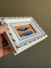 Abstract Sardines Fish, original,miniature Painting,small,mini, Framed,wall Art